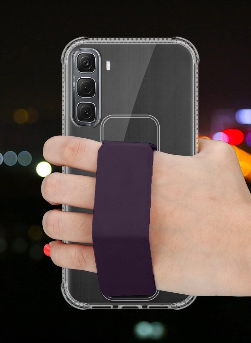 Wtech Infinix Hot 50 4G 2024 TPU Hand Grip Air Pillow Case Cover - Clear/Eggplant Purple - Image 2