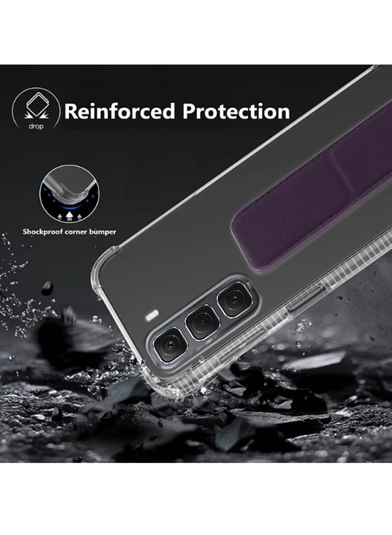 Wtech Infinix Hot 50 4G 2024 TPU Hand Grip Air Pillow Case Cover - Clear/Eggplant Purple - Image 4