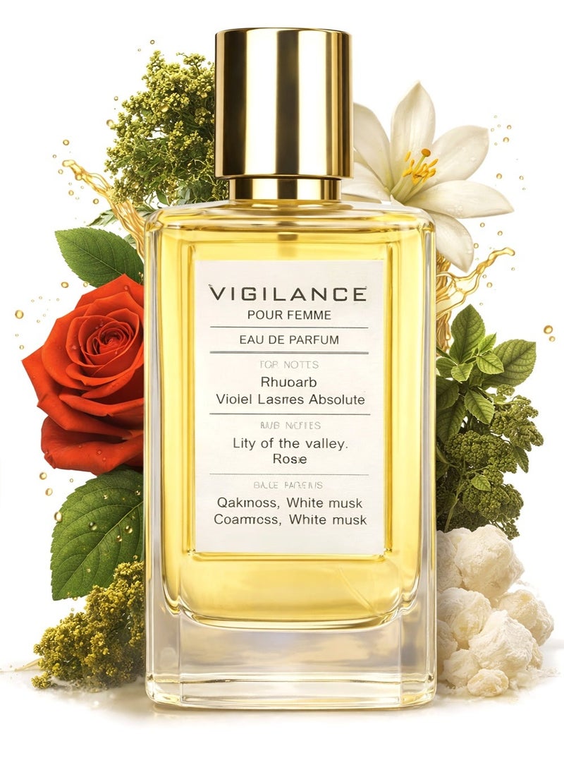 Orchid Vigilance Pour Femme Eau De Parfum 100ml Perfume for Women Long Lasting Floral Woody Fragrance with Rhubarb Rose Patchouli White Musk - Image 1