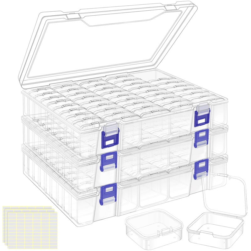DILIBRA Bead Organizer Box, 138Pcs Small Bead Organizers and Storage Plastic Cases, Mini Clear Storage Containers Boxes with Hinged Lid for Diamond Painting Accessories Seed Jewelry DIY Craft - Image 1