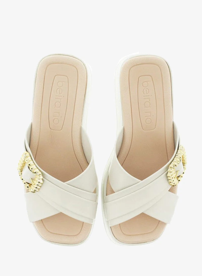 Beira Rio Off White Flat Sandals for Women – Stylish Ladies Flat Sandals & Comfortable Flat Slippers for Women | Best Price UAE