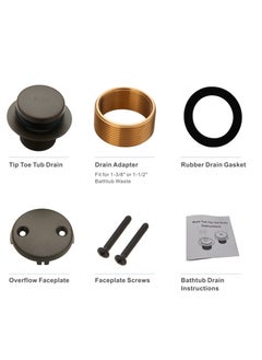 Excefore Black Bathtub Drain Tip Toe Two Hole, Tip Toe Bathtub Drain Conversion Kit Assembly, with 2 Hole Overflow Faceplate and Universal Fine and Coarse Thread, Matte Black  - Image 5