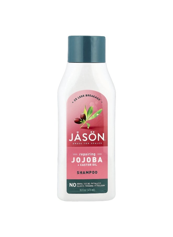Jason Natural Jason Natural, Shampoo, Repairing Jojoba + Castor Oil , 16 fl oz (473 ml)  - Image 1