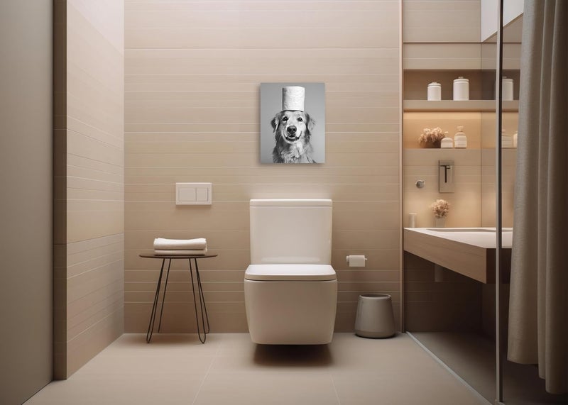 OWNANRTHM Funny Dog Bathroom Wall Art - 8x10 Inch - Image 3