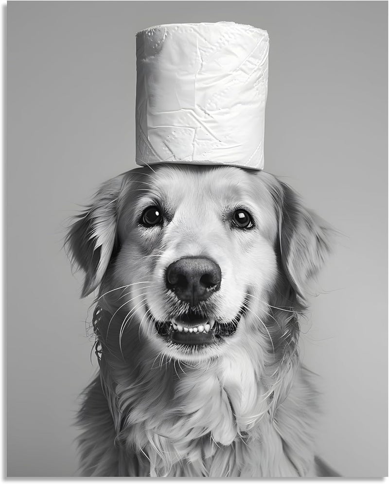 OWNANRTHM Funny Dog Bathroom Wall Art - 8x10 Inch - Image 2