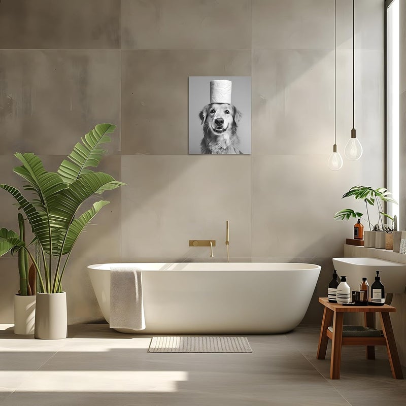 OWNANRTHM Funny Dog Bathroom Wall Art - 8x10 Inch - Image 4