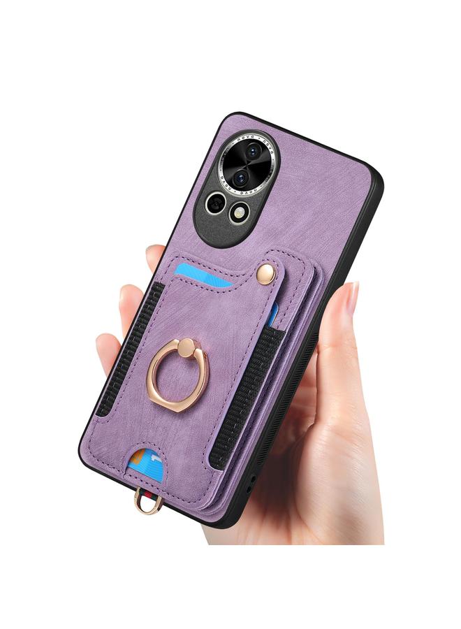 اس-توب جراب لهاتف Huawei nova 8 بتصميم ريترو مع حلقة ومحفظة متعددة البطاقات - Image 4