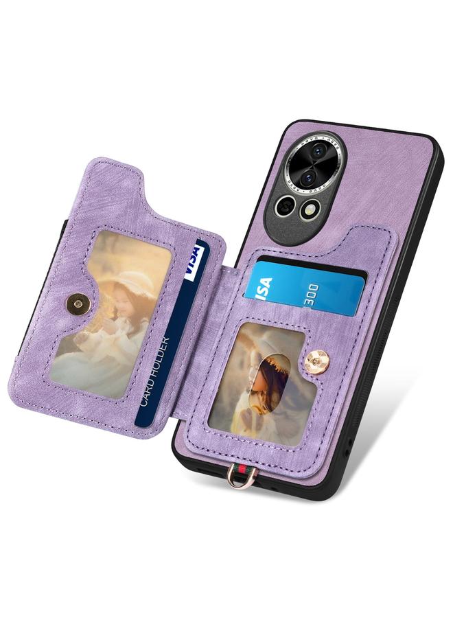 اس-توب جراب لهاتف Huawei nova 8 بتصميم ريترو مع حلقة ومحفظة متعددة البطاقات - Image 3