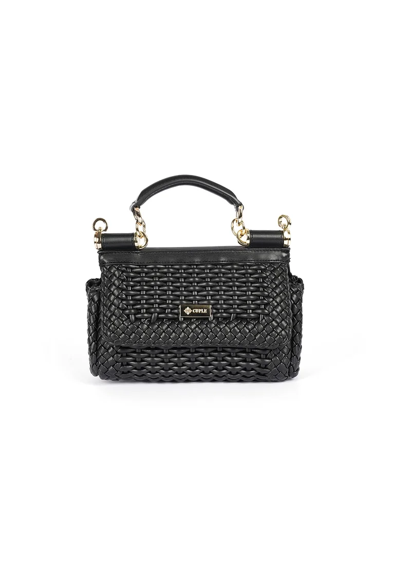 Cuple Woven leather texture handbag