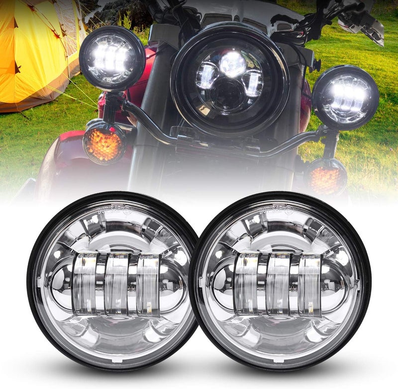 LX-LIGHT Dot approved 2 PCS Chrome 4.5 Inch LED Passing Light LED Fog Lamps for Motorcycles Auxiliary Light Bulb Motorcycle Projector Driving Lamp - Image 2
