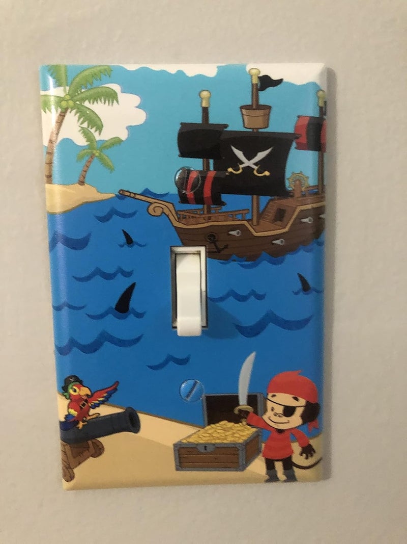 Create-A-Mural Boys Room Light Switch Cover Plate Kids Decorative Nursery Teen Toddler Room Decor Bedroom Bathroom Playroom (Pirate Ship) - Image 3