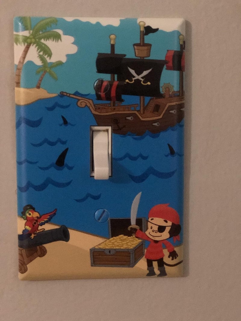 Create-A-Mural Boys Room Light Switch Cover Plate Kids Decorative Nursery Teen Toddler Room Decor Bedroom Bathroom Playroom (Pirate Ship) - Image 2