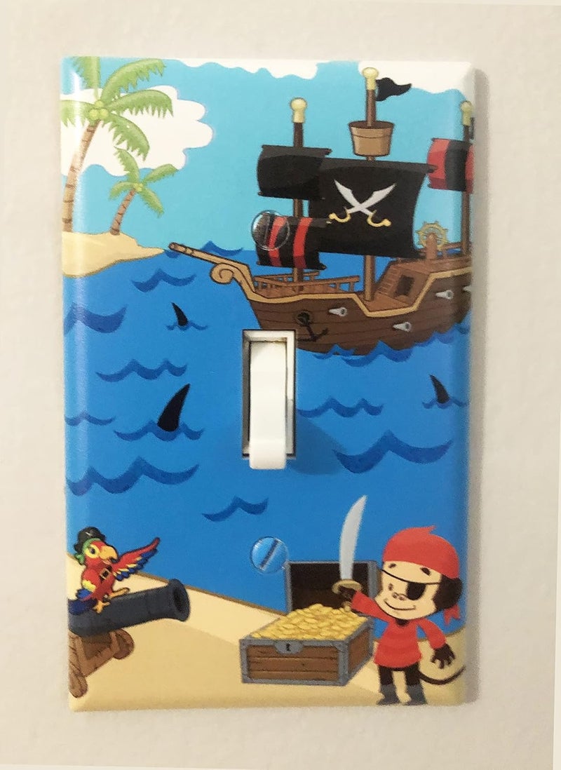 Create-A-Mural Boys Room Light Switch Cover Plate Kids Decorative Nursery Teen Toddler Room Decor Bedroom Bathroom Playroom (Pirate Ship) - Image 1
