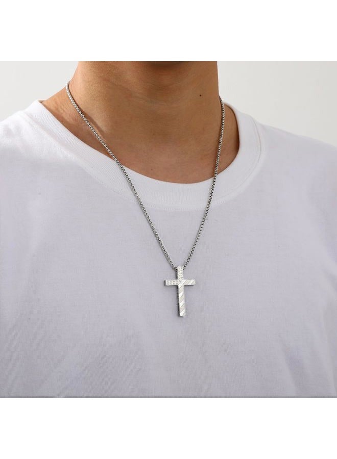 Lydow Cross Necklace for Men Boys, 316L Stainless Steel Chain Pendant Bible Verse Religious Christian First Communion Confirmation Jewelry Gifts 22+2 Inches, Stainless Steel, No Gemstone - Image 4