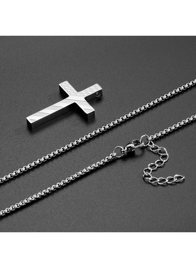 Lydow Cross Necklace for Men Boys, 316L Stainless Steel Chain Pendant Bible Verse Religious Christian First Communion Confirmation Jewelry Gifts 22+2 Inches, Stainless Steel, No Gemstone - Image 2