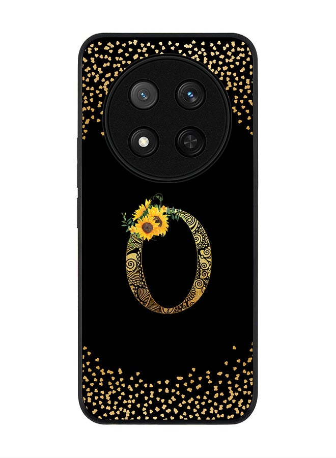 Stylizedd For Honor X9c / Honor Magic7 Lite 5G Case,Slim fit Camera Protection, Shockproof Thin Phone cover  - Custom Floral Monogram - O ( Black ) - Image 1