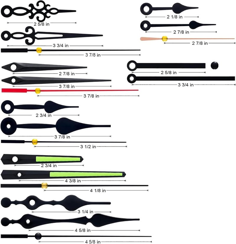 EMOON 3 Pieces Silent Clock Mechanism Replacement Kit, Battery Operated Clock Movement Parts with 7 Pack Clock Hands (Total Shaft Length 16mm,20mm,23mm) - Image 2