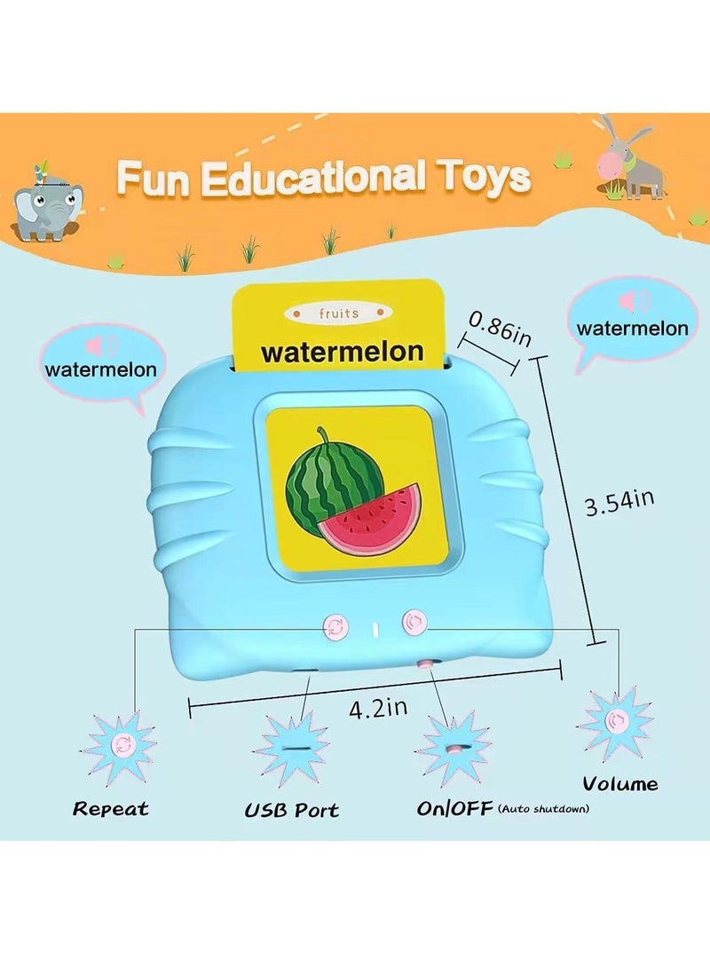 PYEBE English Learning Toys for 3 4 5 6 Year Old Boys Girls 224 Words Baby Talking Flash Cards Speech Children Montessori Toys for Kids (Blue) - Image 3