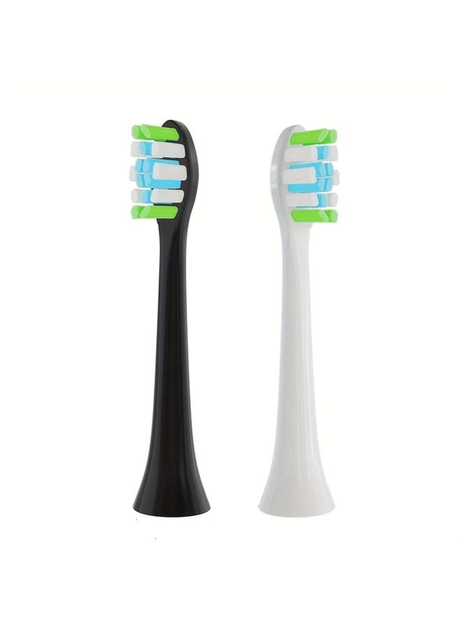 فرش أسنان بديلة عالمية من OCLEAN، عبوة من 6 قطع باللونين الأبيض والأسود، متوافقة مع تقنية ساوندويف - Image 1