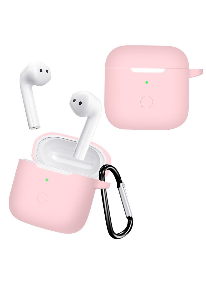 Silicone Earphone Case for Xiaomi Redmi Buds 3 with Carabiner, Pink - Image 1