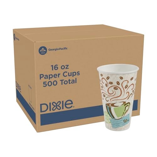 Georgia-Pacific Dixie PerfecTouch 16 oz Paper Coffee Cups By GP PRO Coffee Haze Design 500 Count 25 Disposable Cups Per Sleeve 20 Sleeves Per Case 5356DX - Image 2
