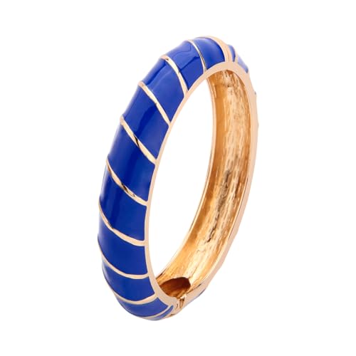 UJOY Cloisonne Bangle Bracelet For Women Enamel Alloy Gold for Lady Gift Present Navy Blue - Image 1