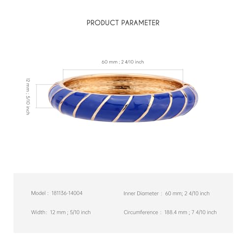UJOY Cloisonne Bangle Bracelet For Women Enamel Alloy Gold for Lady Gift Present Navy Blue - Image 4