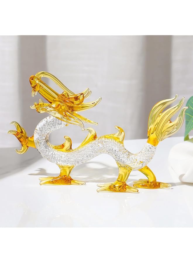 إيروريكس تمثال تنين من الكريستال، تماثيل تنين زجاجية للمنزل والمكتب، ديكور فنغ شوي محظوظ، 5.9 بوصة، ديكور تنين صيني - Image 1