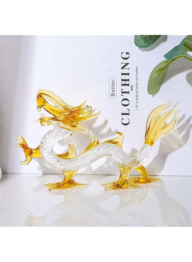 إيروريكس تمثال تنين من الكريستال، تماثيل تنين زجاجية للمنزل والمكتب، ديكور فنغ شوي محظوظ، 5.9 بوصة، ديكور تنين صيني - Image 5