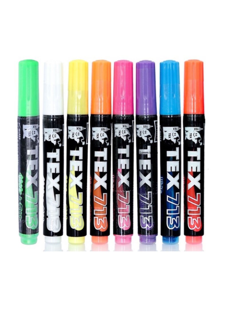 Tex White and Black Board Marker Tex713 Pack of 8 Multicolors - Image 1