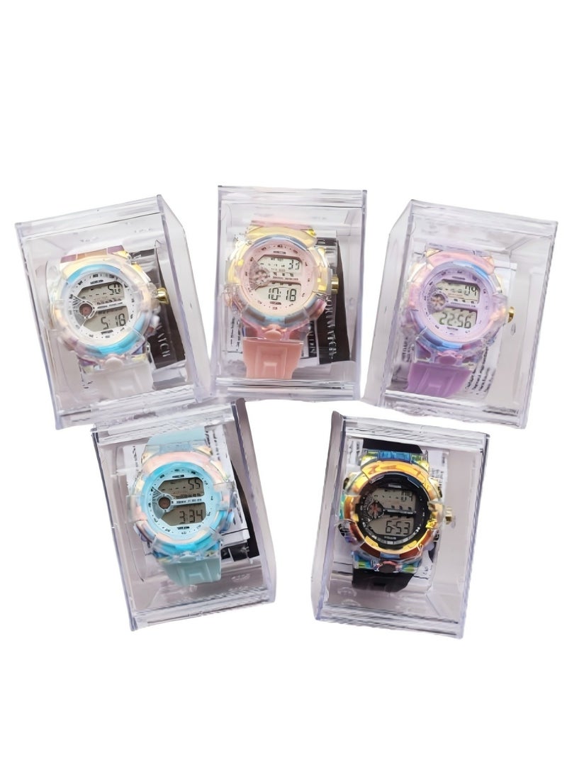 PRO - Colorful electronic watch sports colorful luminous alarm clock high value multifunctional student watch - colorful Black - Image 1