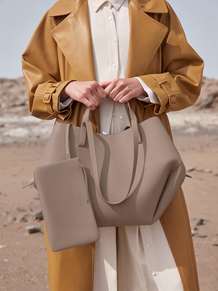 Explosions French Poeive Brand Niche Tote Bag Women'S Large Poeive Leather Large Capacity Shopping Bag - Image 3