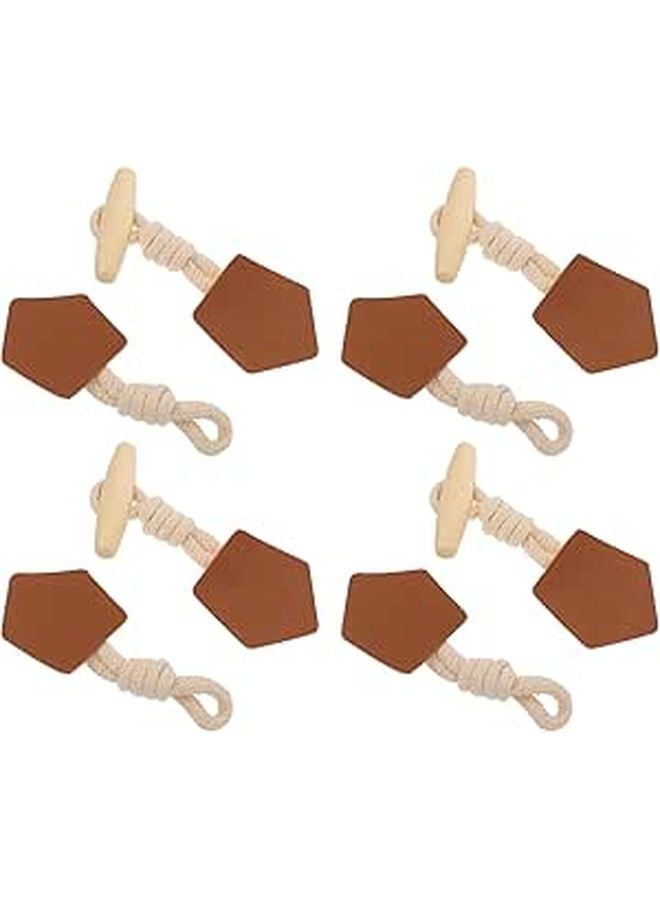 Wooden Toggle Buttons With Pu Leather Closure For Sweaters Coats Jackets 8 Pairs - Image 1