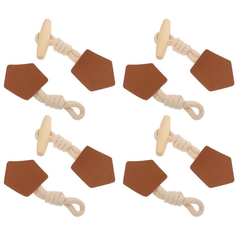 Wooden Toggle Buttons With Pu Leather Closure For Sweaters Coats Jackets 8 Pairs - Image 2