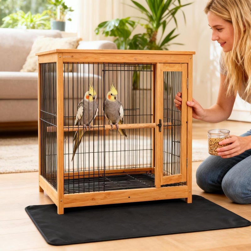 Bird Cage Floor Mat - Waterproof Fabric 122x91.5x0.5cm | Dirt Resistant Pet Cage Liner | Non Slip Water Pet Mat Cover - Image 2