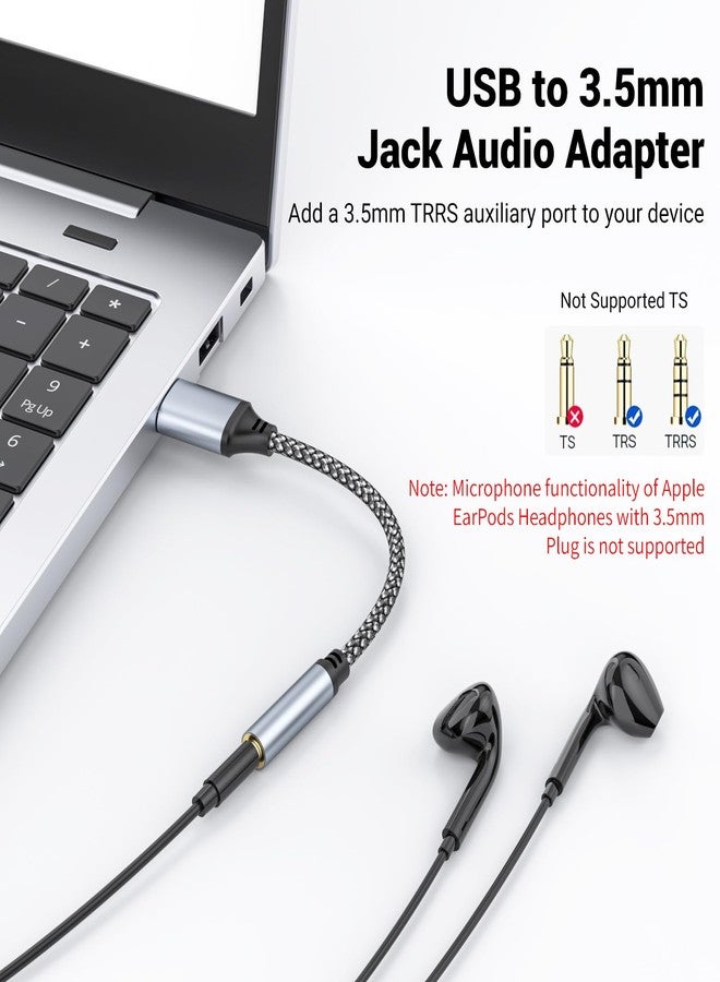 Pastall USB to 3.5mm Jack Audio Adapter, USB to Audio Aux Cable External Stereo Sound Card, USB to 3.5mm TRRS Female Headset for PS4/PS5/Headphone/Mac/Linux/Laptop/Desktops/Docking Station - Image 4