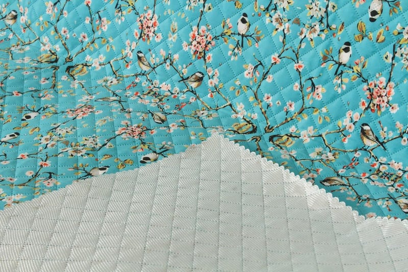 Nendle Printed Quilted Combined Sofa Seat and Back Cover 1 Seater Plush Velvet Antislip Fabric Universal Sofa Protector Single Seater Covers Suitable for Sofa Sety (Aqua, Pack of 1) - Image 5