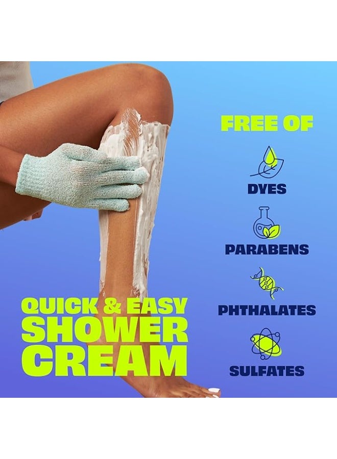 Nair Sensitive Shower Cream Hair Remover with Natural Coconut Oil and Vitamin E, Body Hair Removal Cream for Women, 12 oz - Image 2