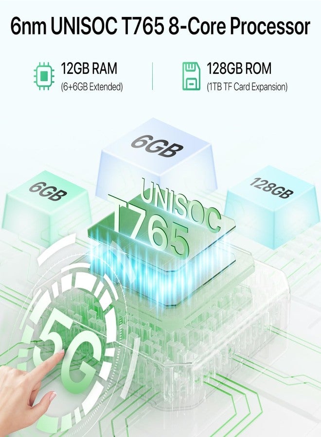 UMIDIGI G9 5G Cell Phone, Android 14 Unlocked Phones, 12(6+6) GB +128GB/1TB TF Expand, 5G Dual SIM, 50MP Camera, 6.75" HD+ 90Hz Display, AI Face & Fingerprint Unlock, 5000mAh Android Phone Green - Image 3
