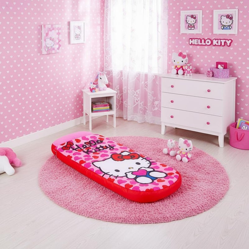كاركتر ورلد Character World Hello Kitty ReadyBed فراش هوائي للأطفال قابل للنفخ وحقيبة نوم مع مضخة | مرتبة سفر للفتيات للمبيت والتخييم أو الاستخدام المنزلي - Image 2