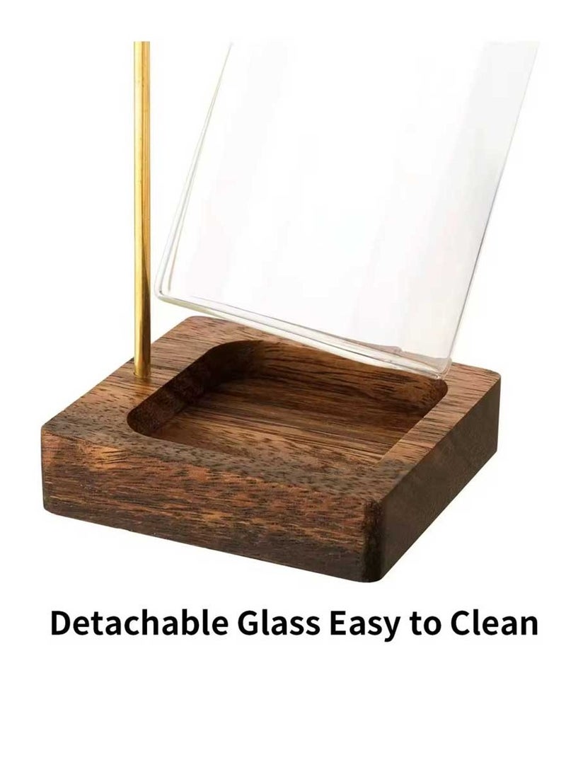 Wooden Incense Holder with Square Glass Ash Catcher – Upside-Down Design for Home Fragrance - Image 3