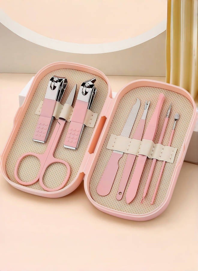 JoyousSto 8pcs manicure set toenail clippers, Stainless Steel Nail Clipper Set, Nail Clippers and Beauty Tool Portable Set, Pedicure Tools,Suitable for Travel Manicure Kit Pink  - Image 2