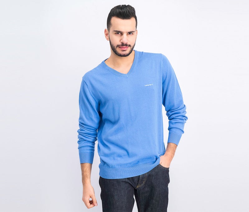 Hackett Men V-neck Sweater, Yonder Blue - Image 1