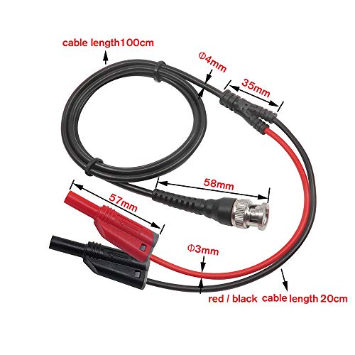 Amadget Coaxial Cable BNC Male to Dual 4mm Banana Plug Stackable Test Lead Probe for Oscilloscope,120CM - Image 2