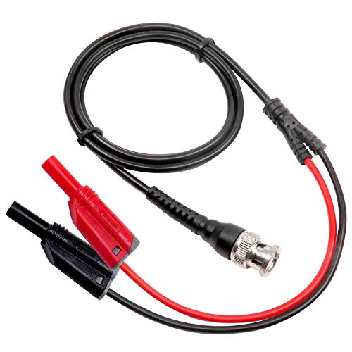 Amadget Coaxial Cable BNC Male to Dual 4mm Banana Plug Stackable Test Lead Probe for Oscilloscope,120CM - Image 1