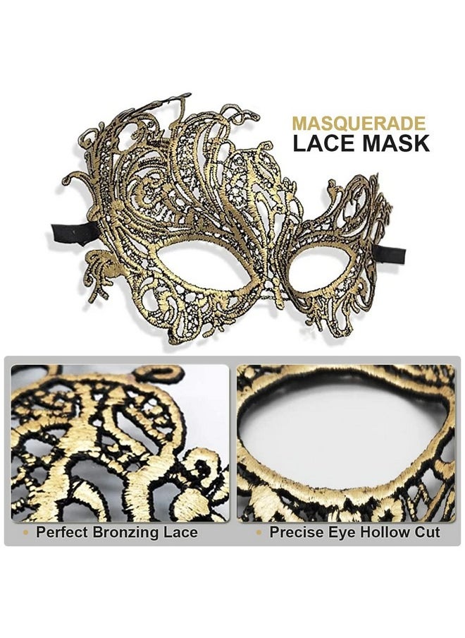 Beauenty Masquerade Mask for Couples Lace Eye Mask Party Ball Prom Mask Costume Mardi Gras 2 Packs  - Image 2