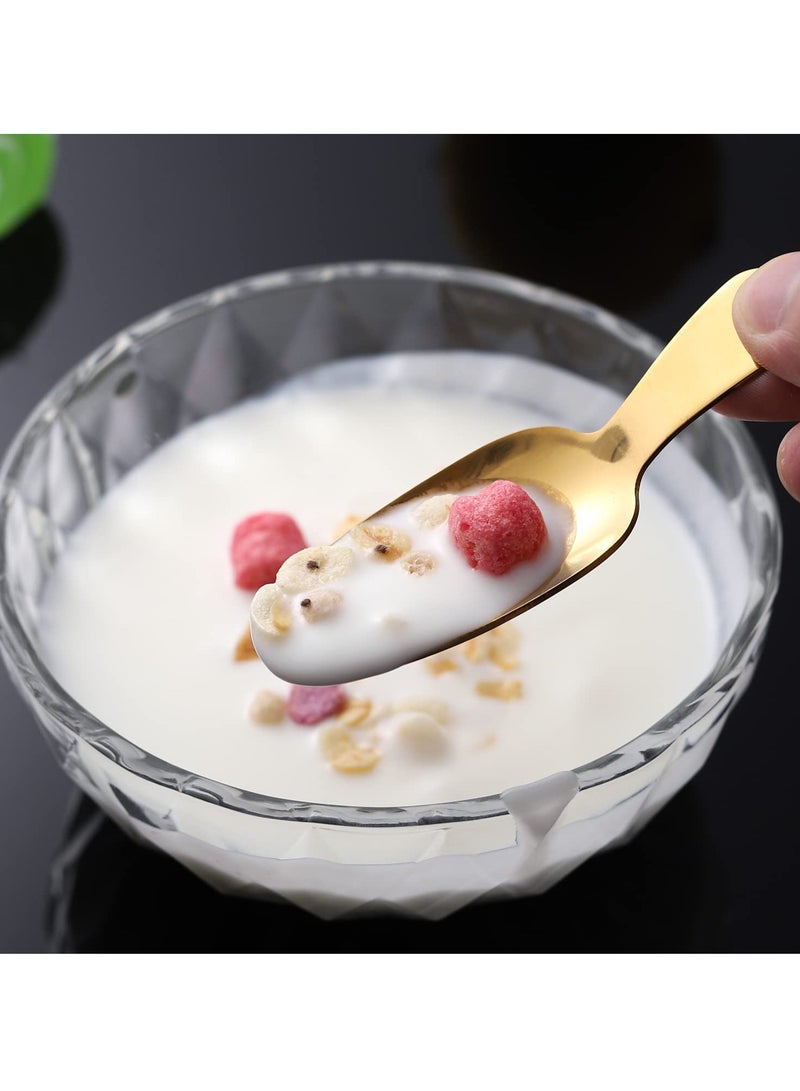 SYOSI Dessert Spoon, 12 Pieces Stainless Steel Salt Spoon Short Handle Coffee Scoop Mini Tea Spoons For Small Jars, Sugar, Honey, Spice, Ice Cream (12 X Gold)  - Image 2