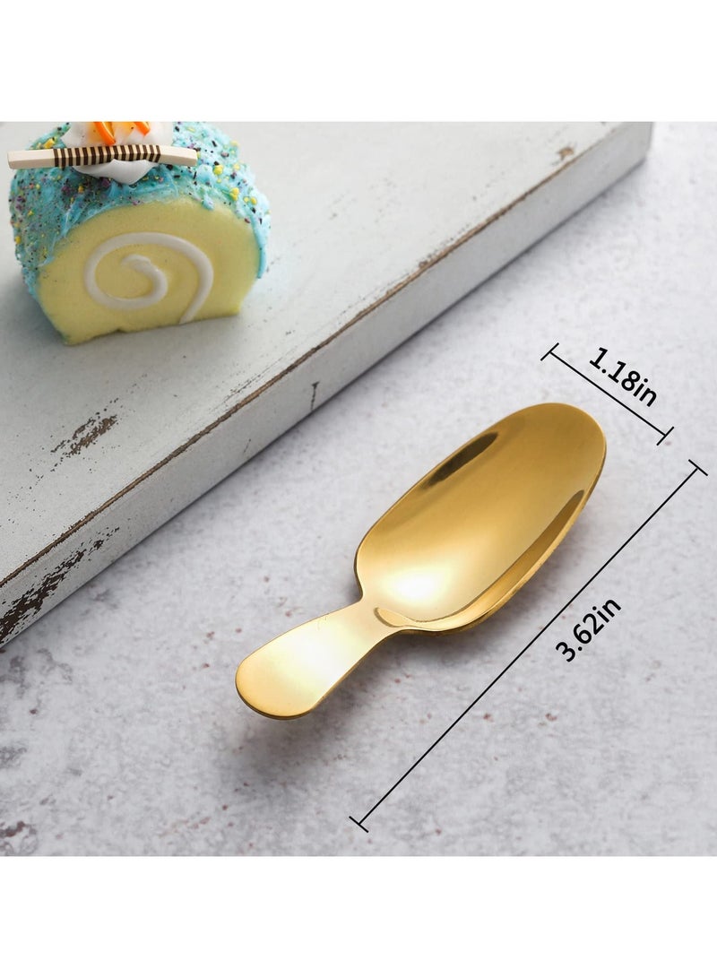 SYOSI Dessert Spoon, 12 Pieces Stainless Steel Salt Spoon Short Handle Coffee Scoop Mini Tea Spoons For Small Jars, Sugar, Honey, Spice, Ice Cream (12 X Gold)  - Image 4
