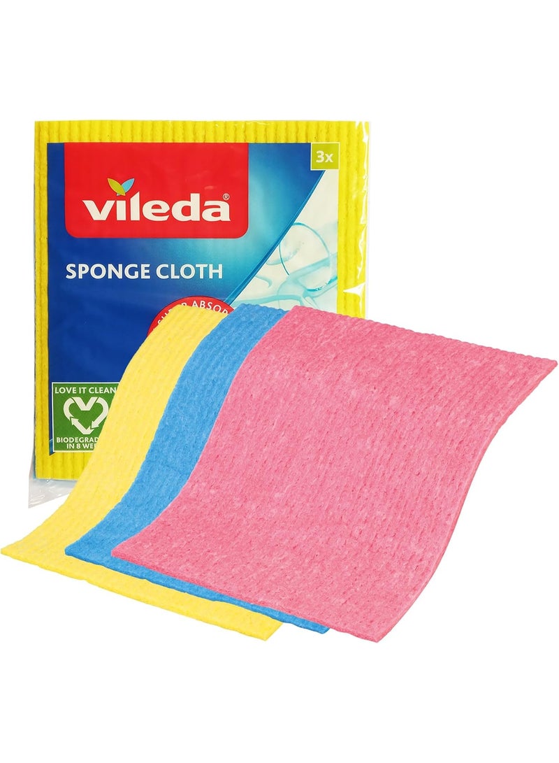 Vileda 3-Piece Sponge Cloth Yellow - Image 4