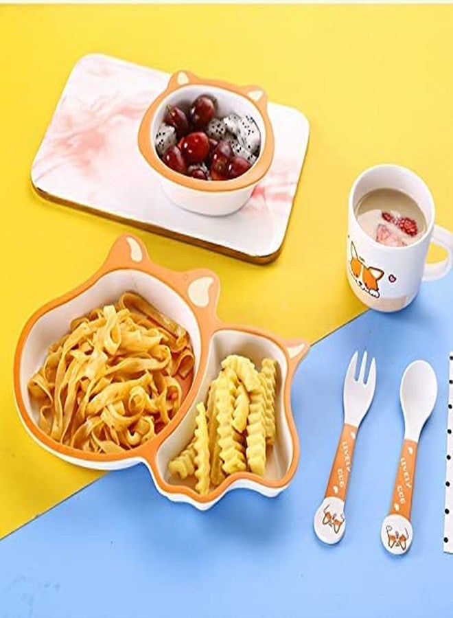 Mayatra's Bamboo Fibre Dinner Set for Kids, Set of 5 Bamboo Fiber Baby Feeding Set, Kids Tableware Made with Eco-Friendly Bamboo (RS-5009-Dog) - Image 5